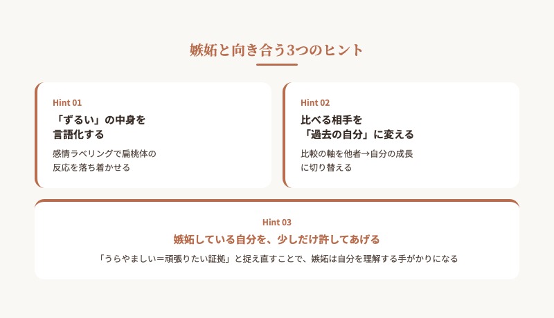 嫉妬と向き合うヒントまとめ図解